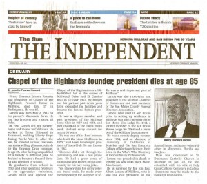 Obituary for Clarence Larson in the Sun/Independent Saturday, February 13, 1999