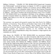 Page 1 of 3 of the 2007 Chapel of the Highlands Millbrae Business of the Year story.