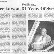 Profile on Clarence Larson in the Millbrae Sun Wednesday, May 4, 1983