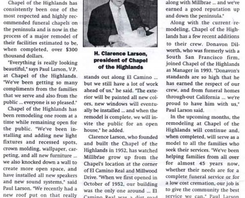 Article in the Millbrae Sun 1995
