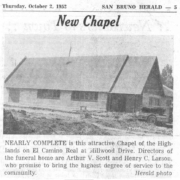 San Bruno Herald article about the new Chapel, October 2, 1952