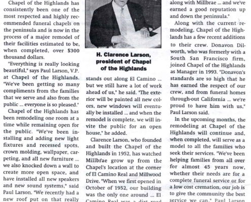 Article in the Millbrae Sun 1995